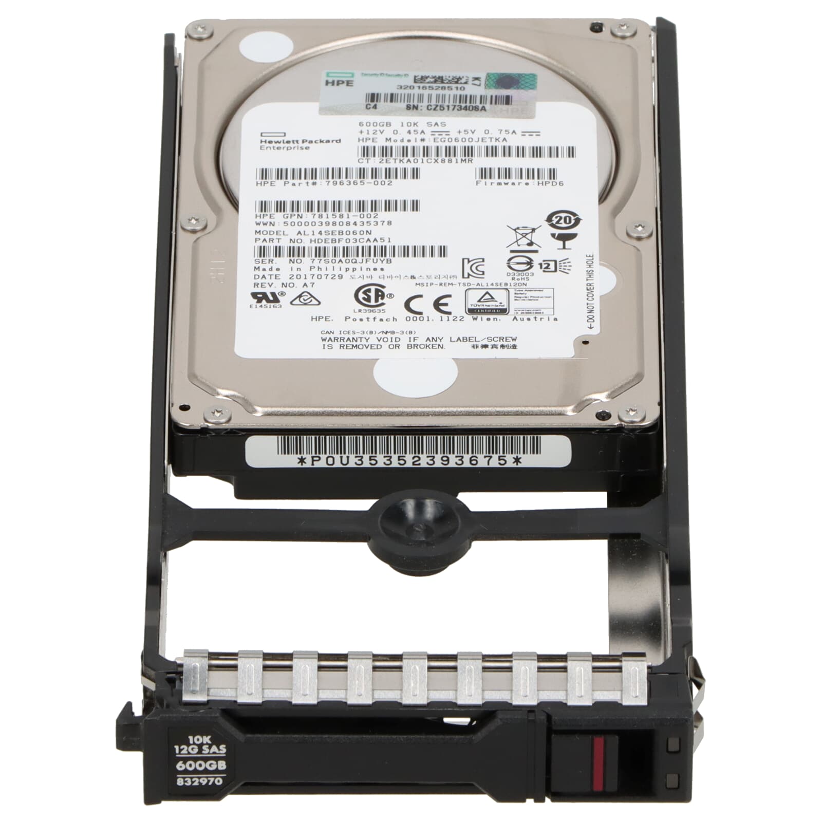 HPE 600GB 10k SAS 12G SFF StoreVirtual 3000 / 832970-001
